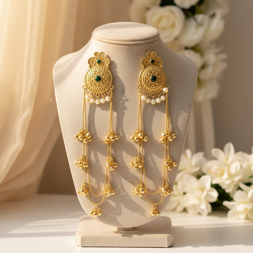 Noor Jhalar Earrings (Green)
