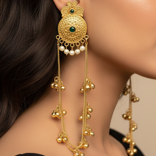Noor Jhalar Earrings (Green)