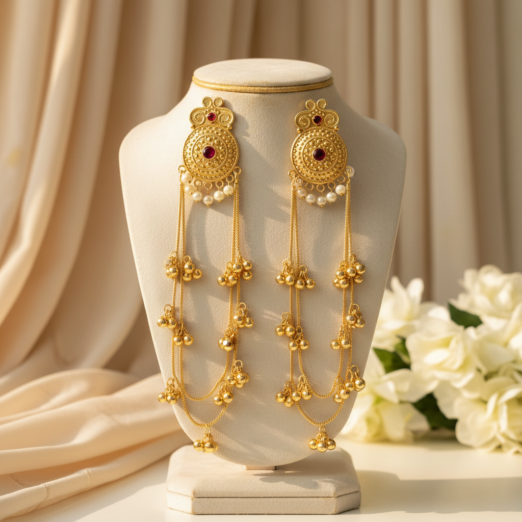Noor Jhalar Earrings (Wine)