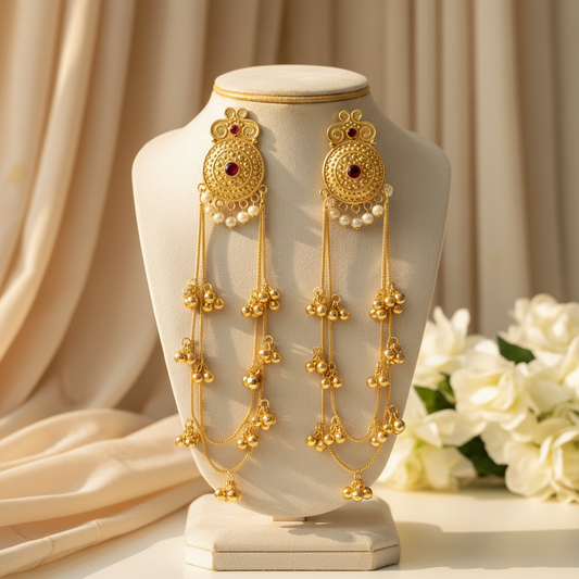 Noor Jhalar Earrings (Wine)