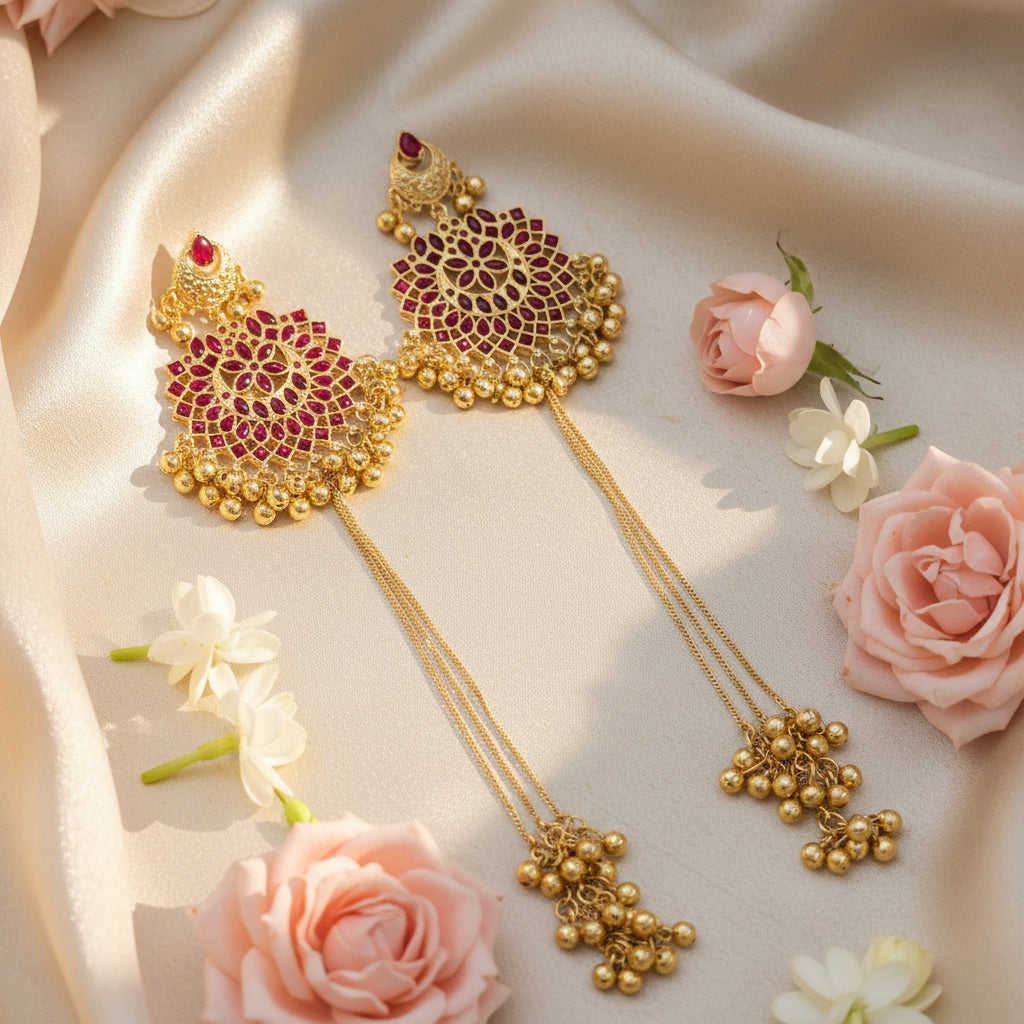 Gulnaaz Kashmiri Earrings (Pink)