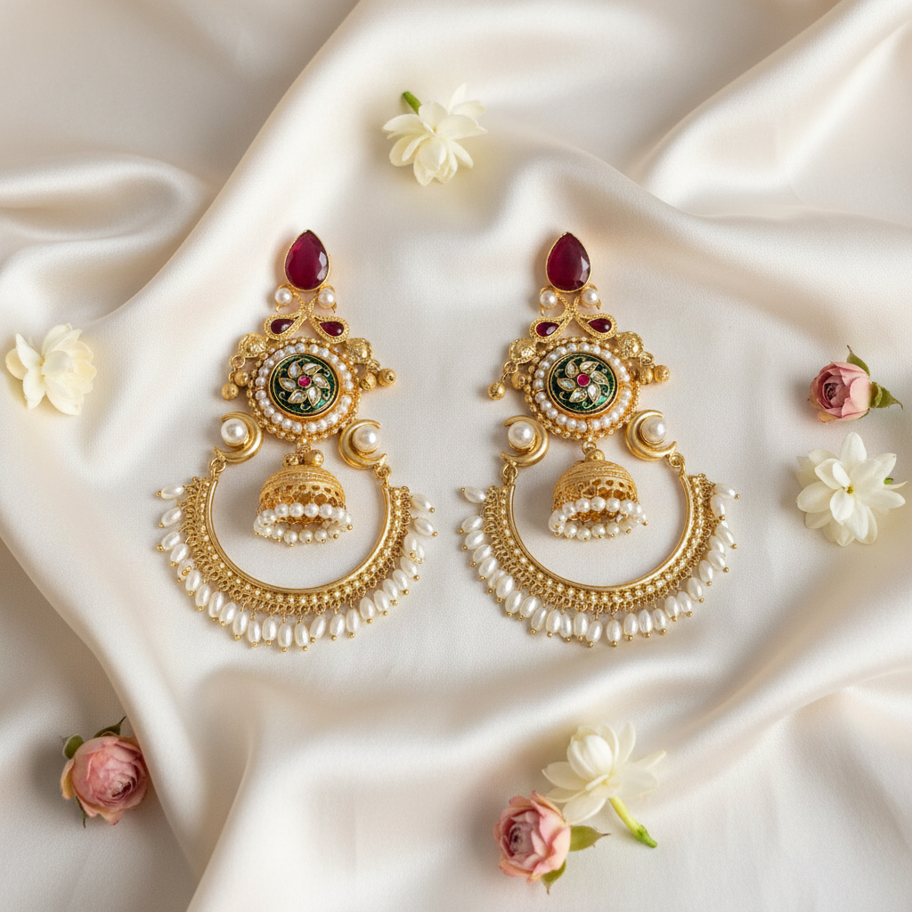 Meher Chandbali Earrings (Wine)