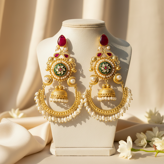 Meher Chandbali Earrings (Wine)