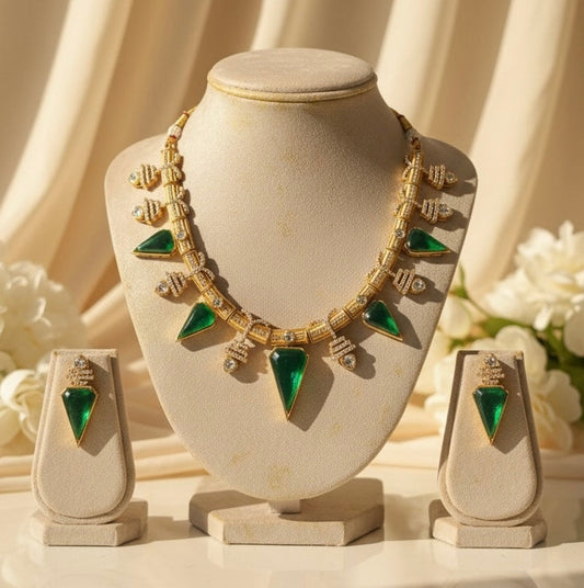 Zarina Polki Necklace (Green)