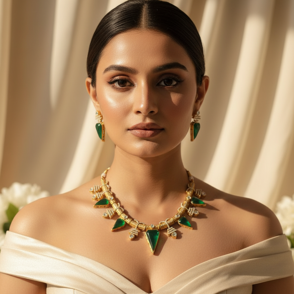 Zarina Polki Necklace (Green)