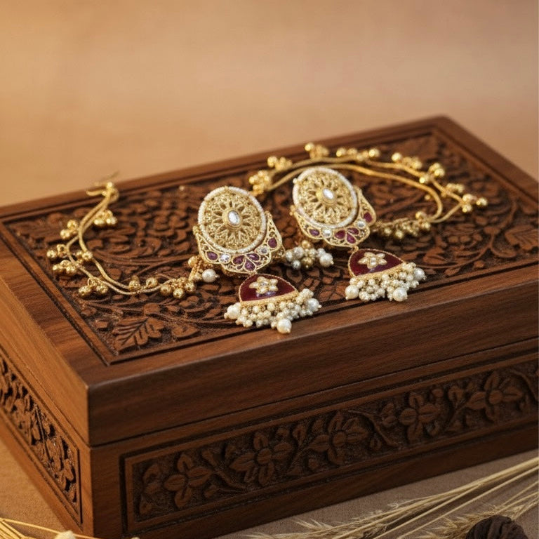 Noor Chain Earrings (Wine)