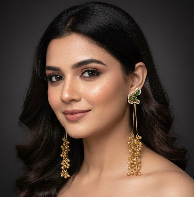 Charvi Kashmiri Earrings (Green)