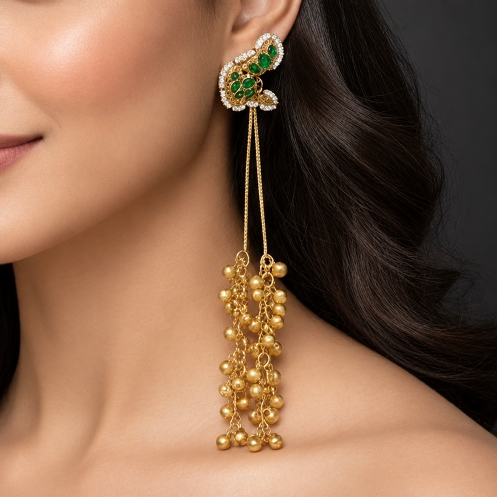 Charvi Kashmiri Earrings (Green)