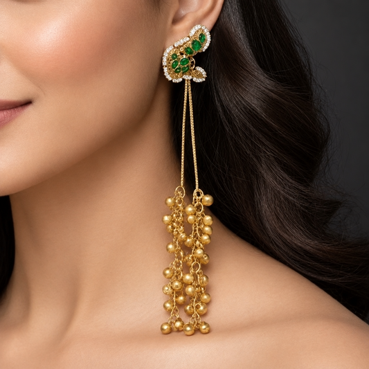 Charvi Kashmiri Earrings (Green)