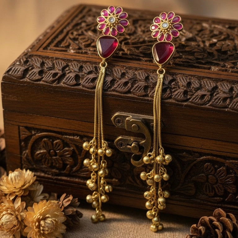 Ruhi Kashmiri Earrings (Pink)