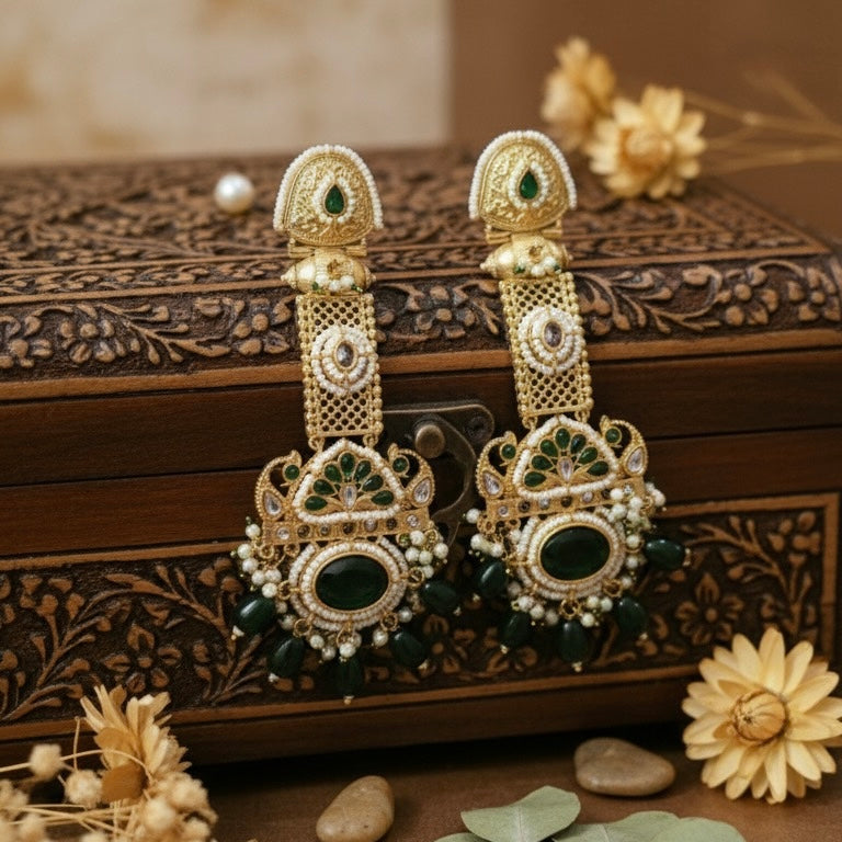 Noori Kashmiri Earrings (Green)