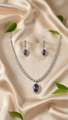 Regal Solitaire AD Necklace (Purple)