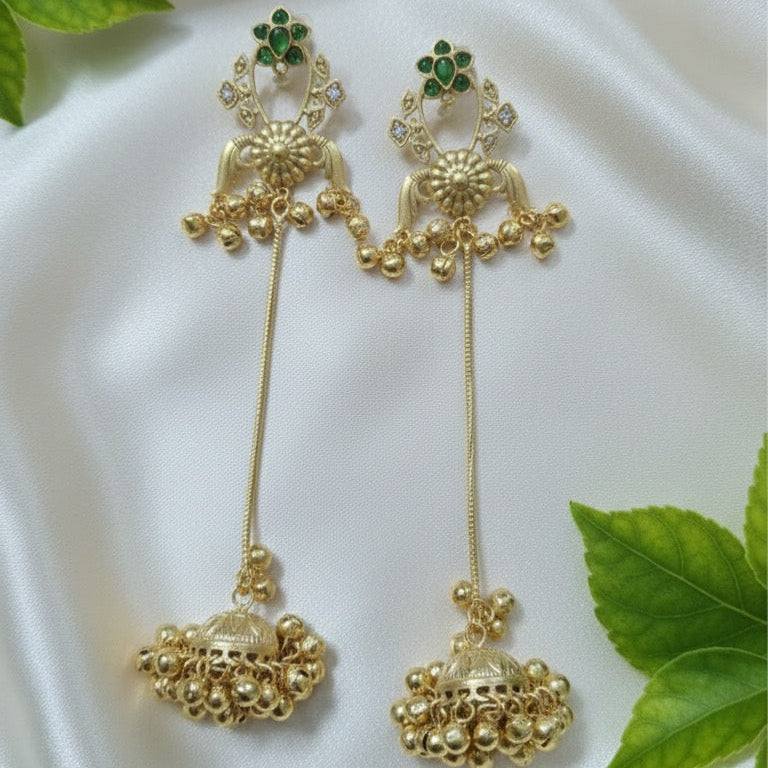 Lotus Kashmiri Earrings (Green)