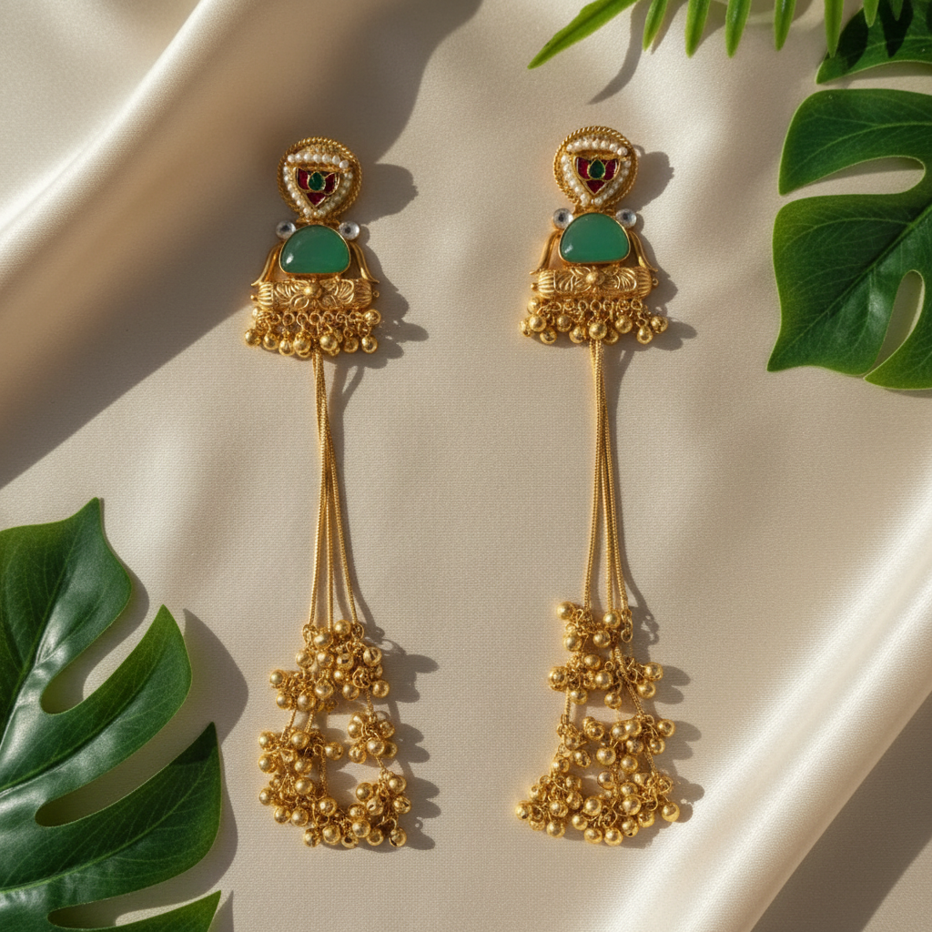 Sima Kashmiri Earrings (Mint Green)
