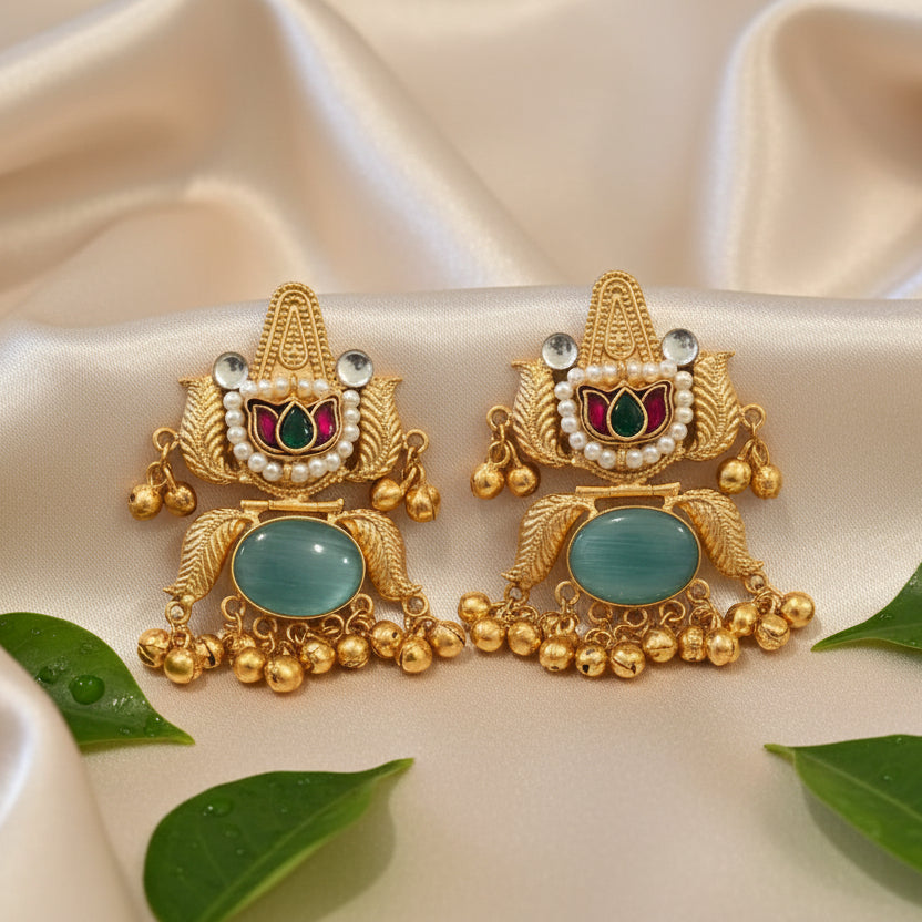 Gulzar Kashmiri Earrings (Sea Blue)