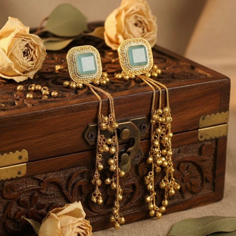 Saanvi Kashmiri Earrings(Mint Green)