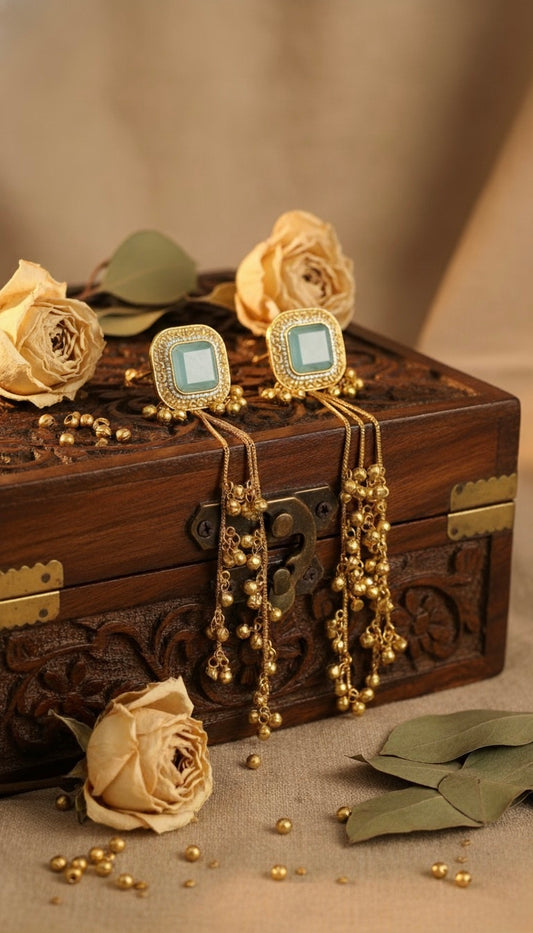 Saanvi Kashmiri Earrings(Mint Green)