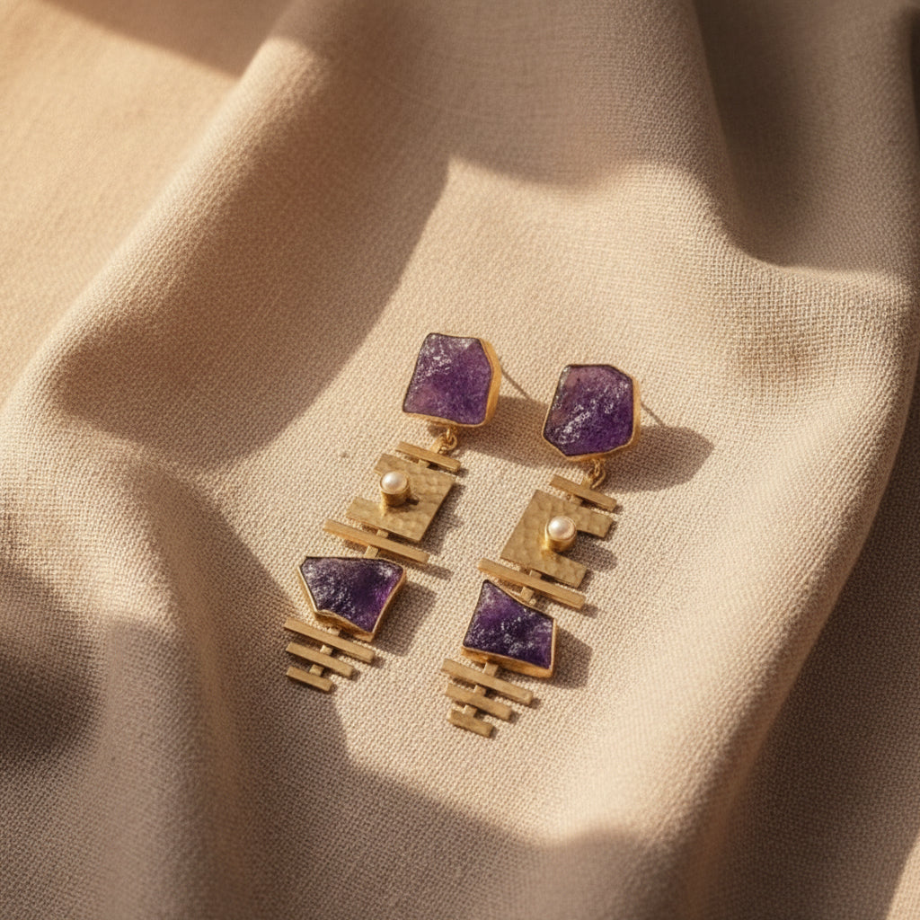 Rock Bar Hasli Earrings (Purple)