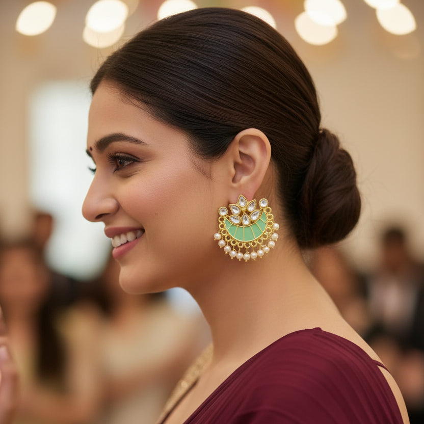 Chaand Earrings (Mint Green)