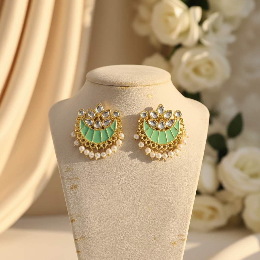 Chaand Earrings (Mint Green)