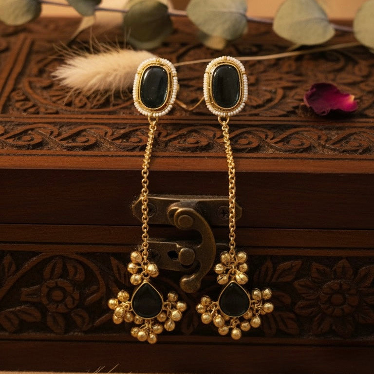 Ishika Kashmiri Earrings (Black)