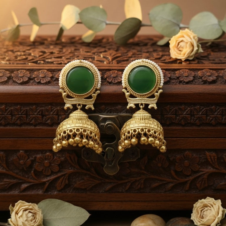 Heritage Jhumkas (Green)