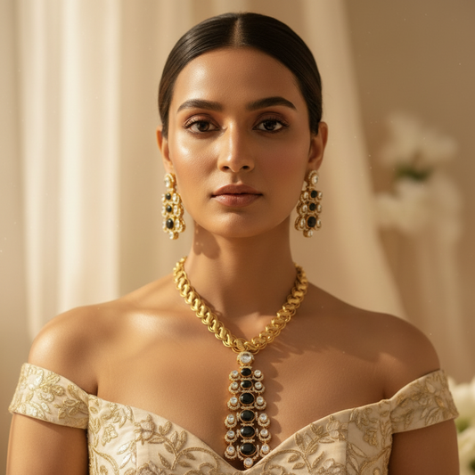 Noorvi AD Necklace (Black)