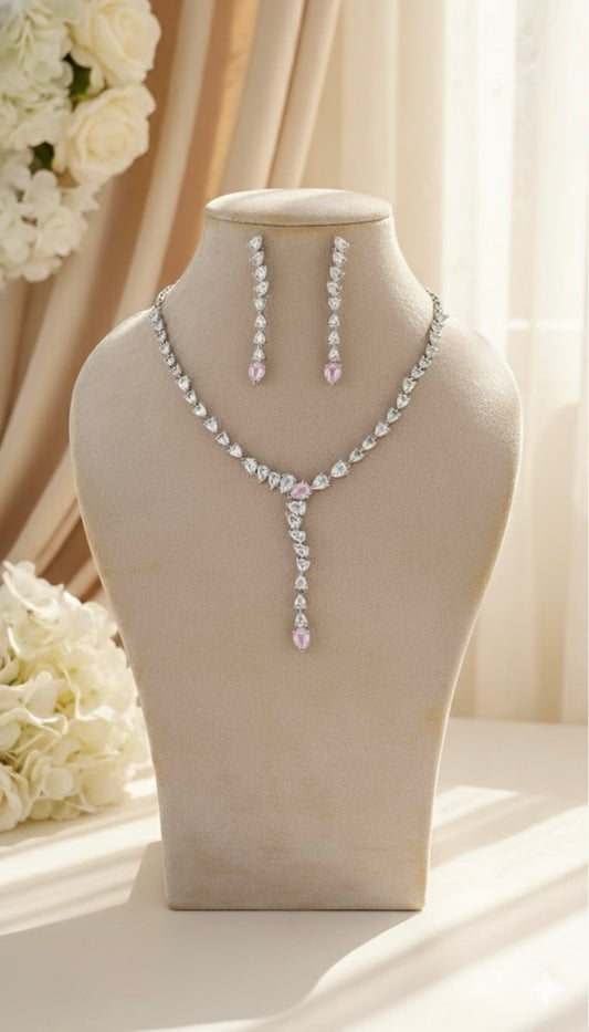 Elara Drop AD Necklace (Pink)