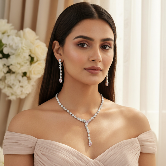 Elara Drop AD Necklace (Pink)