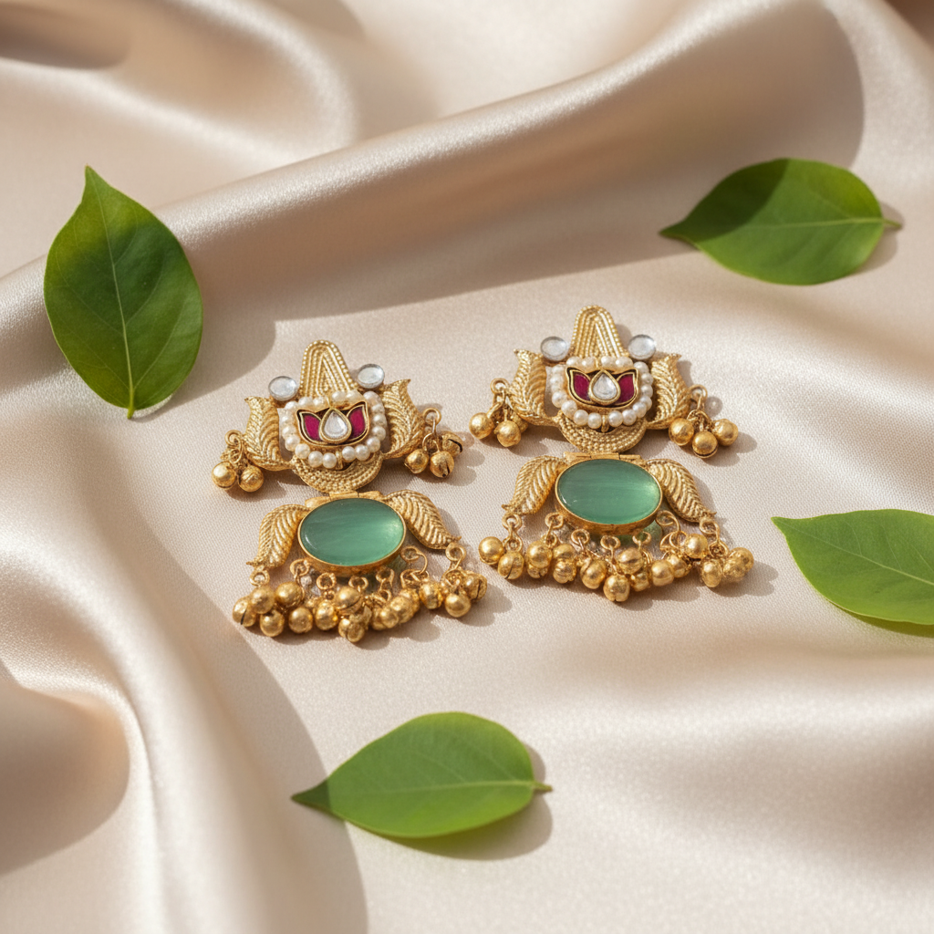 Gulzar Kashmiri Earrings (Mint Green)