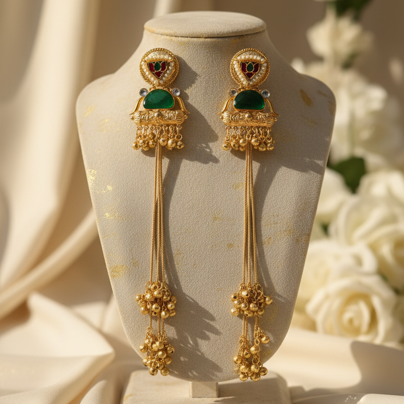 Sima Kashmiri Earrings (Green)