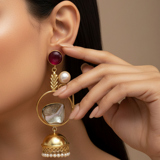 Nova Pearl Jhumkas (Wine)