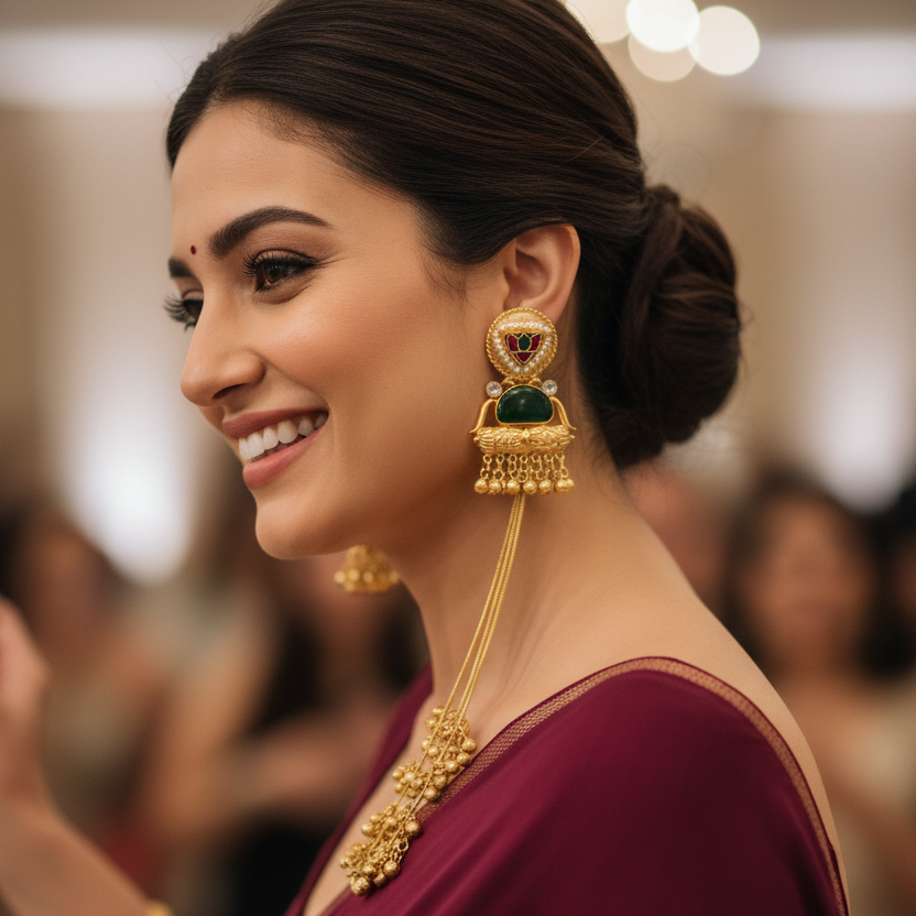 Sima Kashmiri Earrings (Green)