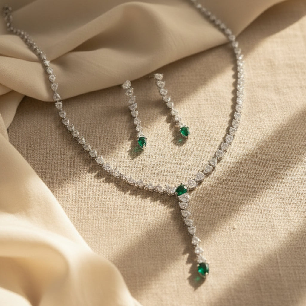 Elara Drop AD Necklace (Green)