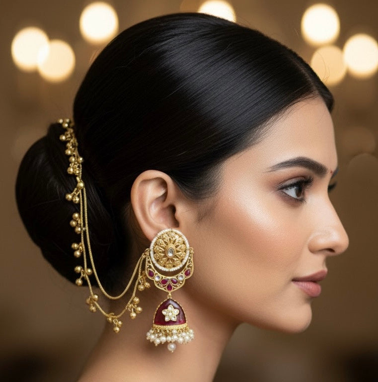 Noor Chain Earrings (Wine)