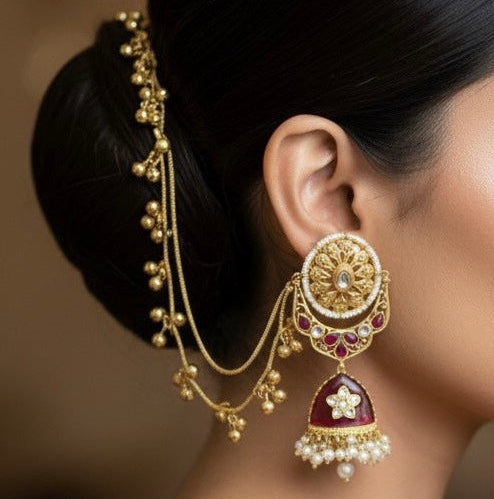 Noor Chain Earrings (Wine)
