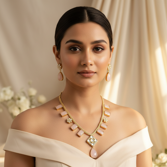 Adira Kundan Necklace (Peach)
