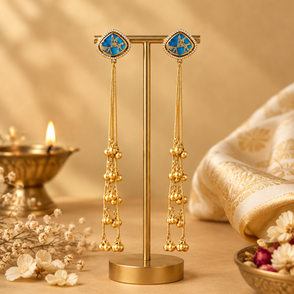 Nandani Kashmiri Earrings (Blue)