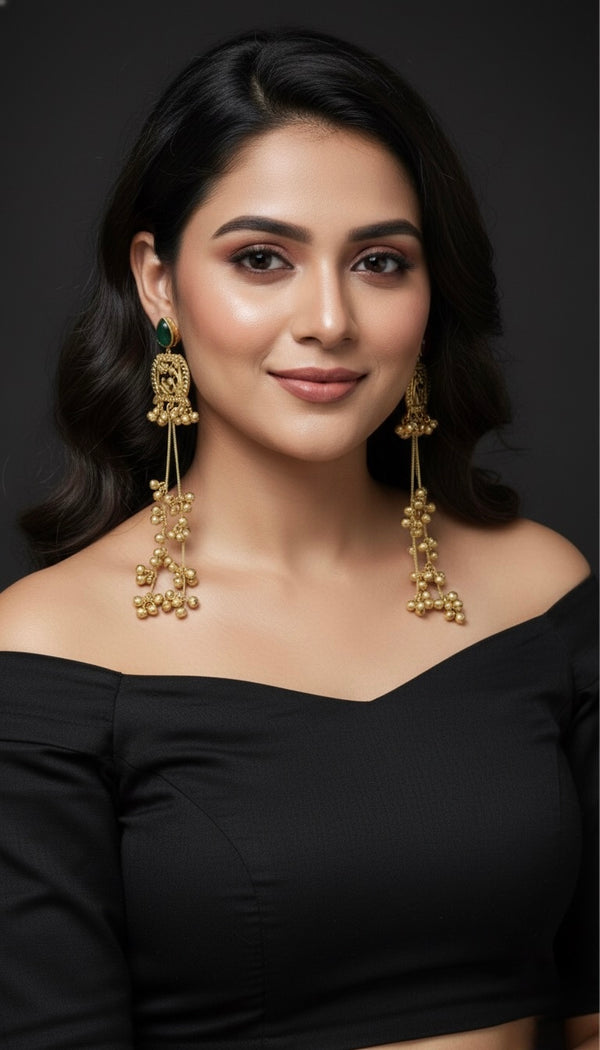 Zira Kashmiri Earrings (Green)