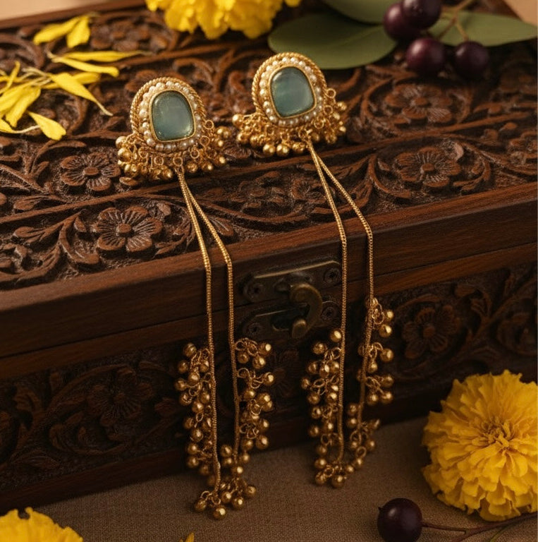 Suhana Kashmiri Earrings (Mint Green)