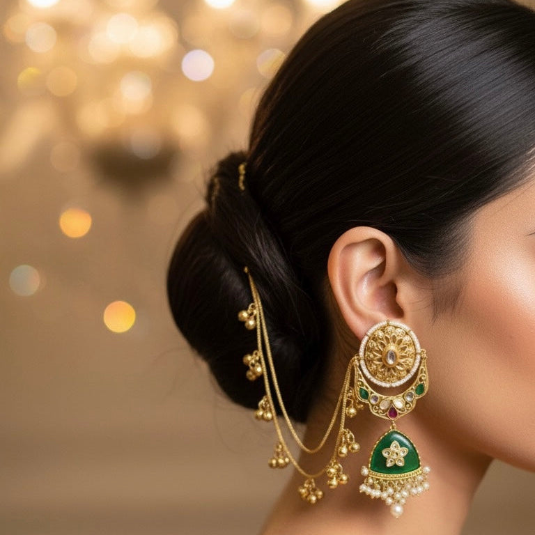 Noor Chain Earrings (Green)