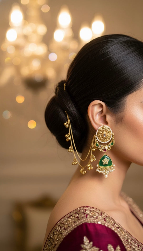 Noor Chain Earrings (Green)