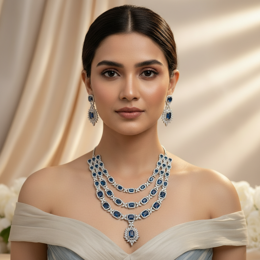 Luxe Layered AD Necklace (Blue)