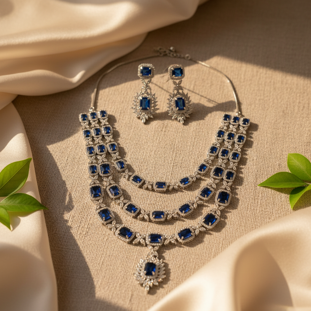 Luxe Layered AD Necklace (Blue)