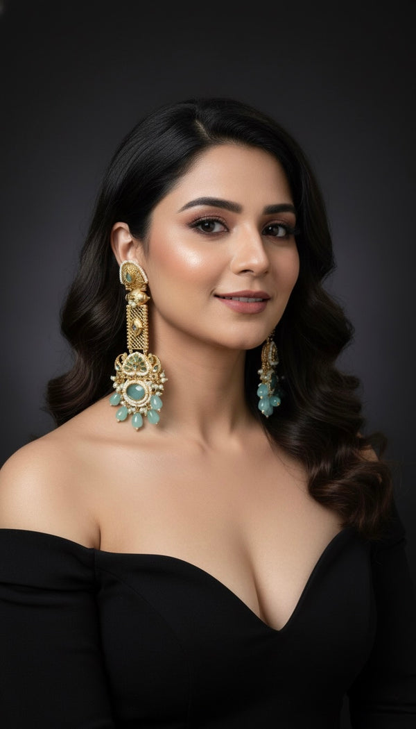 Noori Kashmiri Earrings (Mint Green)