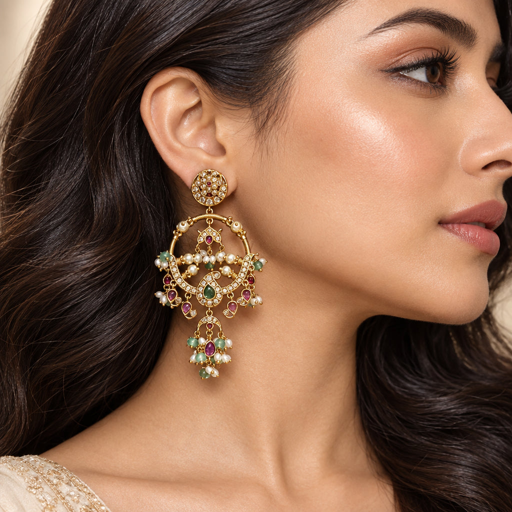Anika Temple Earrings (Green)