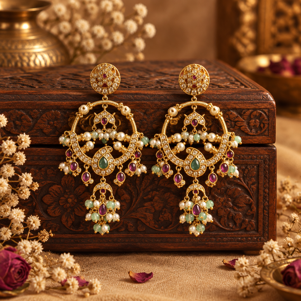 Anika Temple Earrings (Green)