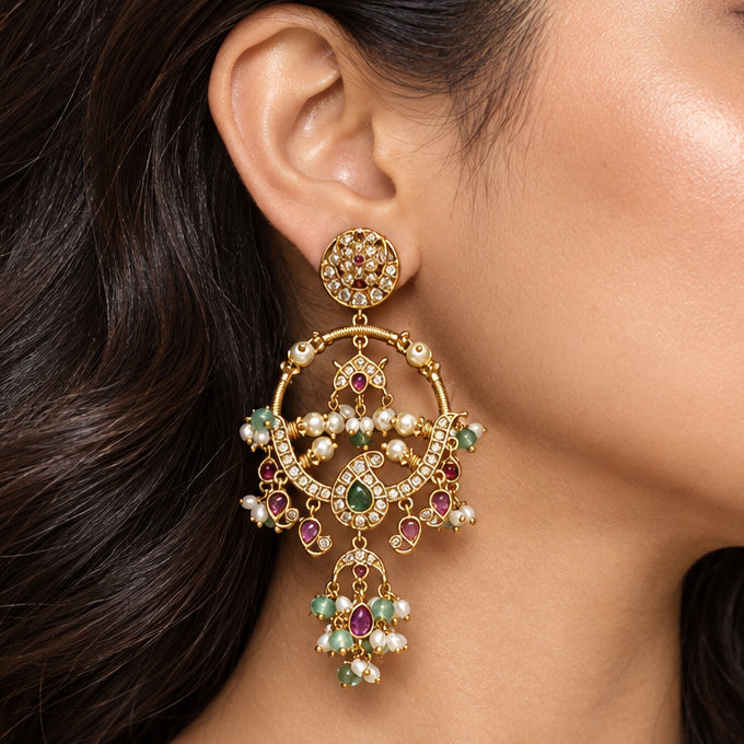 Anika Temple Earrings (Green)