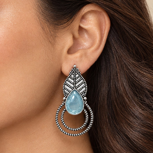 Nayra Oxidize Earrings (Sea Blue)