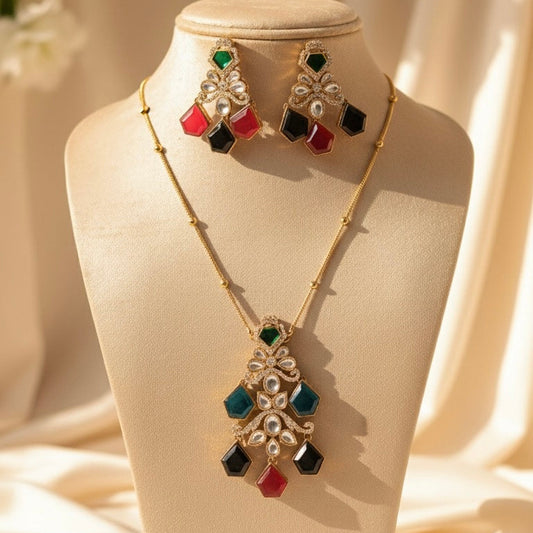 Aarshiya Chain Kundan Necklace (Multi-Colour)